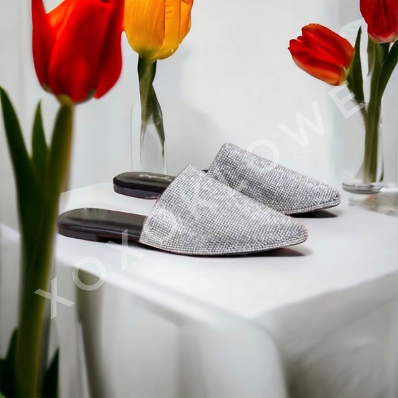 Rhinestone Sparkle Pointed Toe Ballerina Mules Bling Bling - Picture 6 of 8